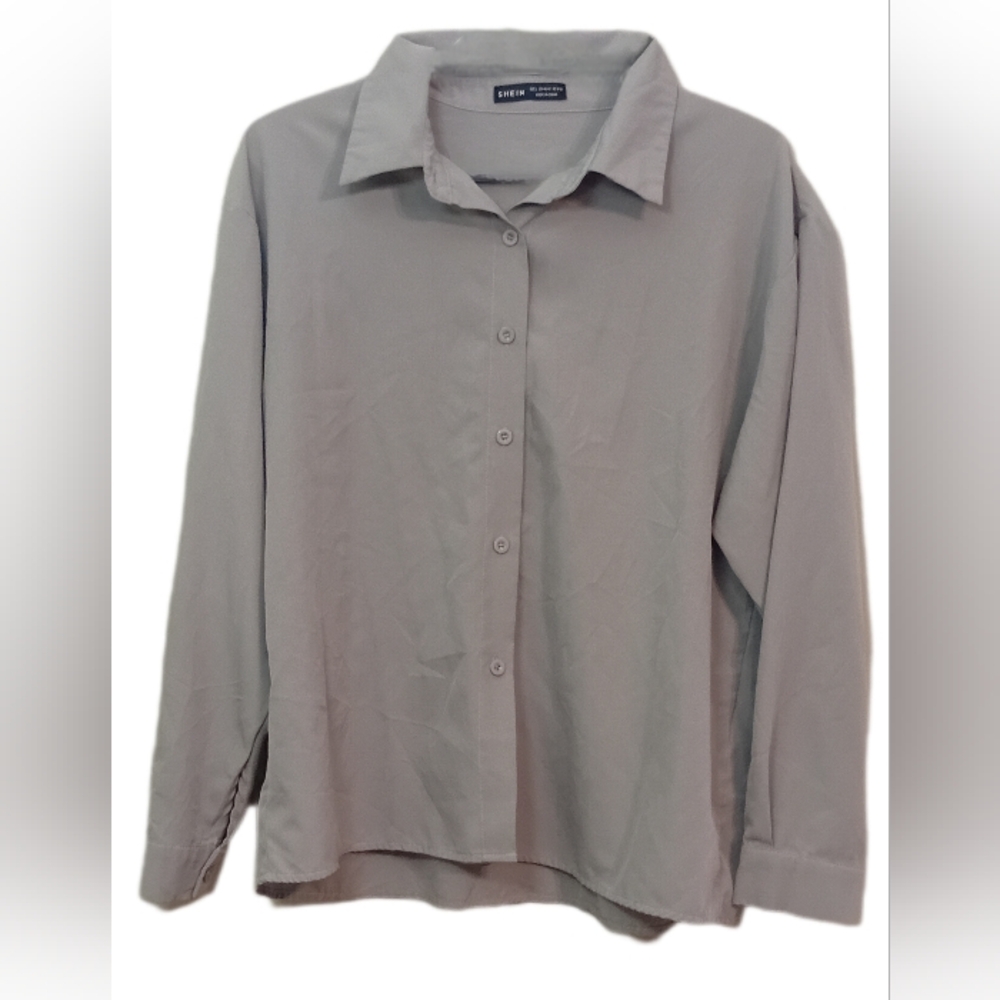 SHEIN Light Gray Collared Shirt - Picture 3 of 6